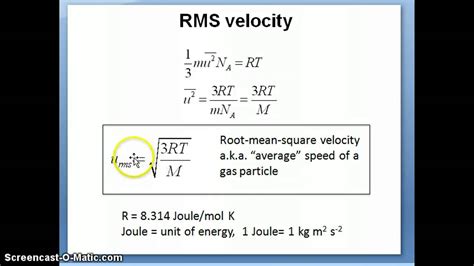 Rms Velocity Of Gas Formula Rms Velocity Of Gas Formula
